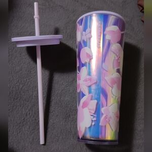 Starbucks Iridescent Floral Tumbler with Straw - Pink and Purple cherry blossom